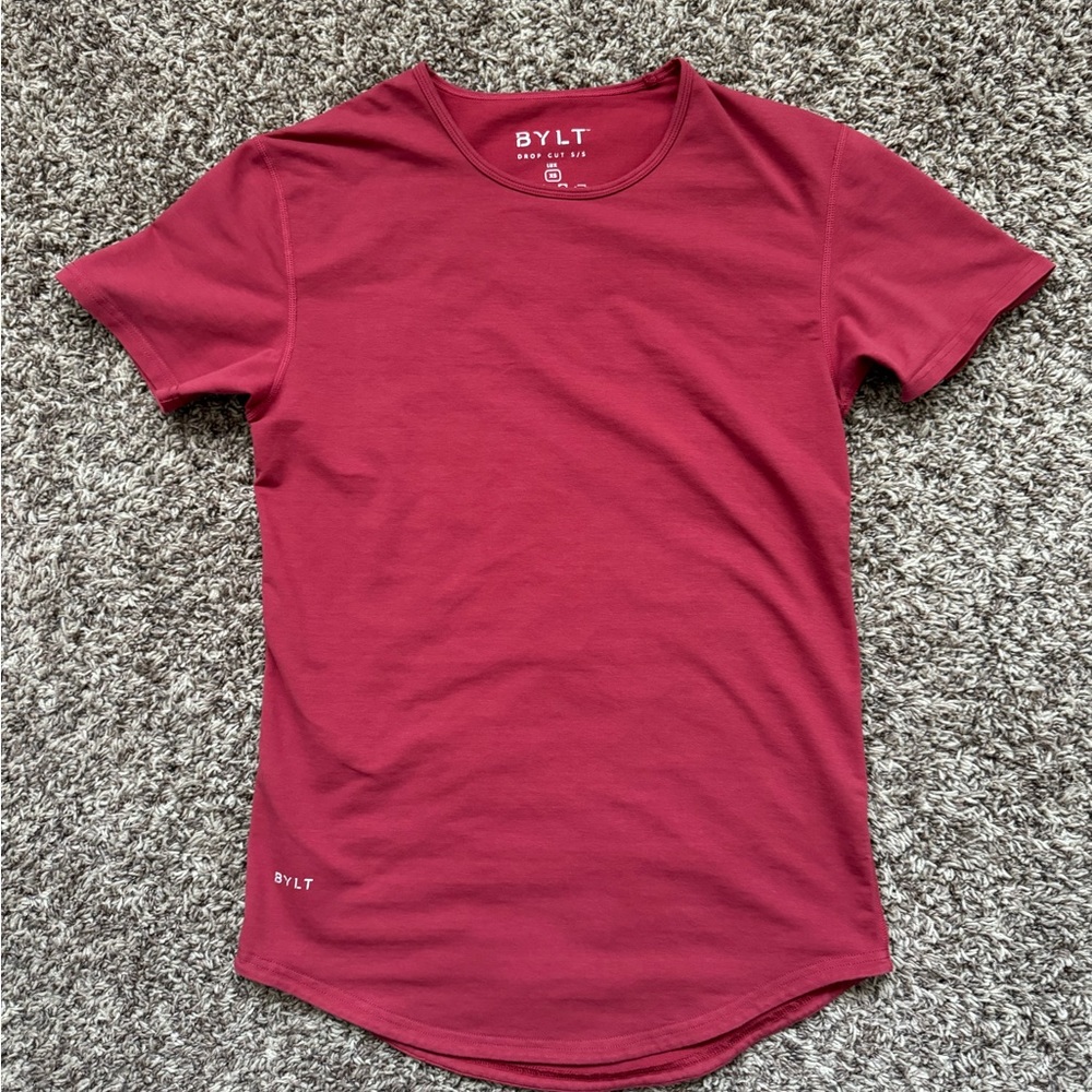 BYLT Men’s Drop Cut LUX Short Sleeve T Shirt - FITS LIKE SMALL - Mens XS - Red